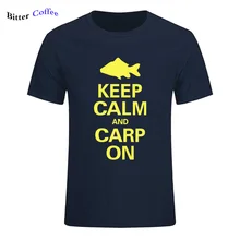 Футболка мужская с надписью Keep Calm And Carp хлопковая смешная рубашка