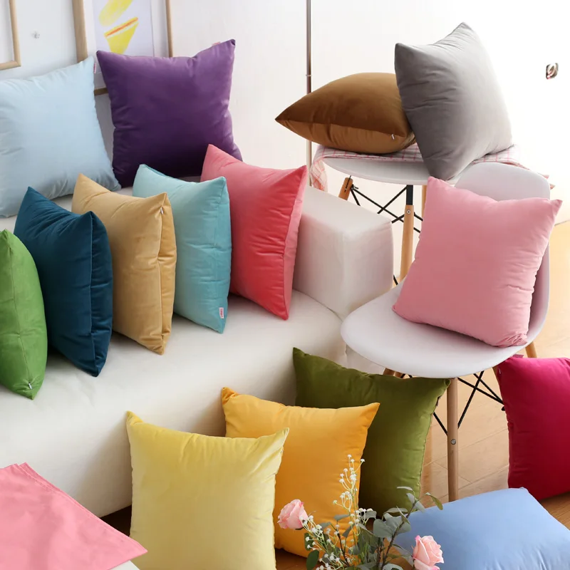 

Однотонные наволочки из мягкого бархата, розовые, красные, желтые, оранжевые, синие наволочки для дивана, кровати 45x4 5 см/60x60 см