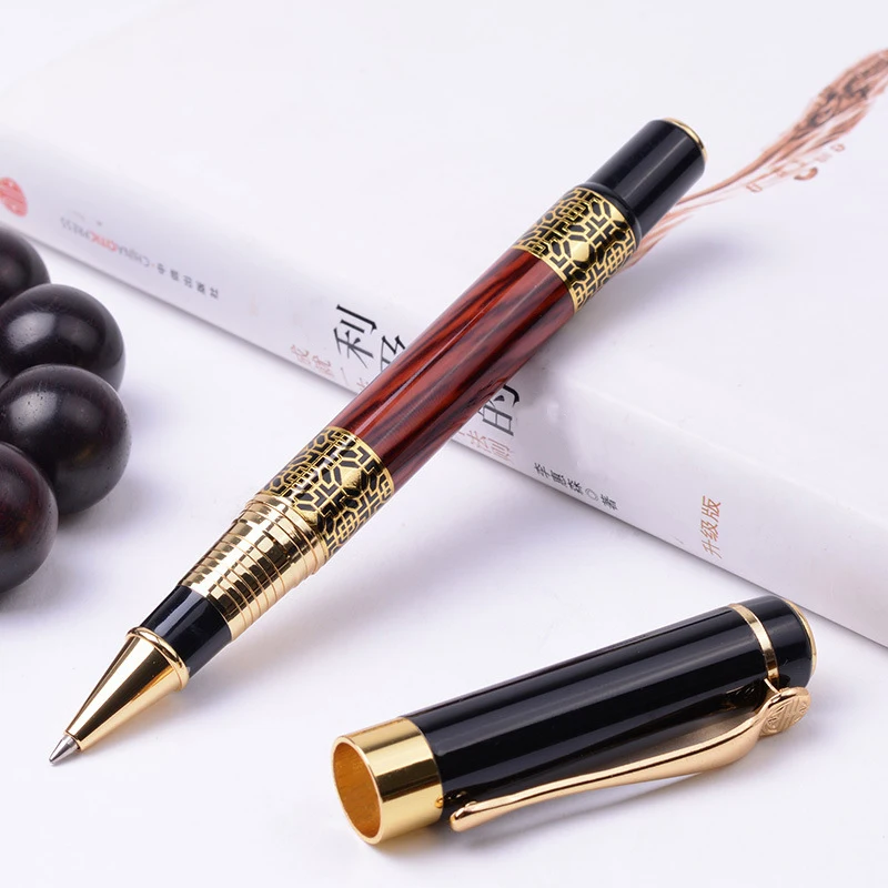 Chinese Classical Roller Ball Pen Elegant Golden Metal Ballpoint for Office Business Signature School Student Gift |