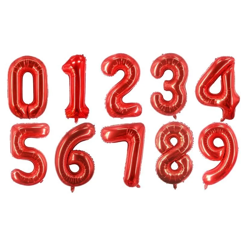 red 1 шт. 40 дюймов розовые, золотые, серебряные номер Фольга воздушные шары День рождения украшения дети Свадебные украшения наборы; детский душ Globos - Цвет: red