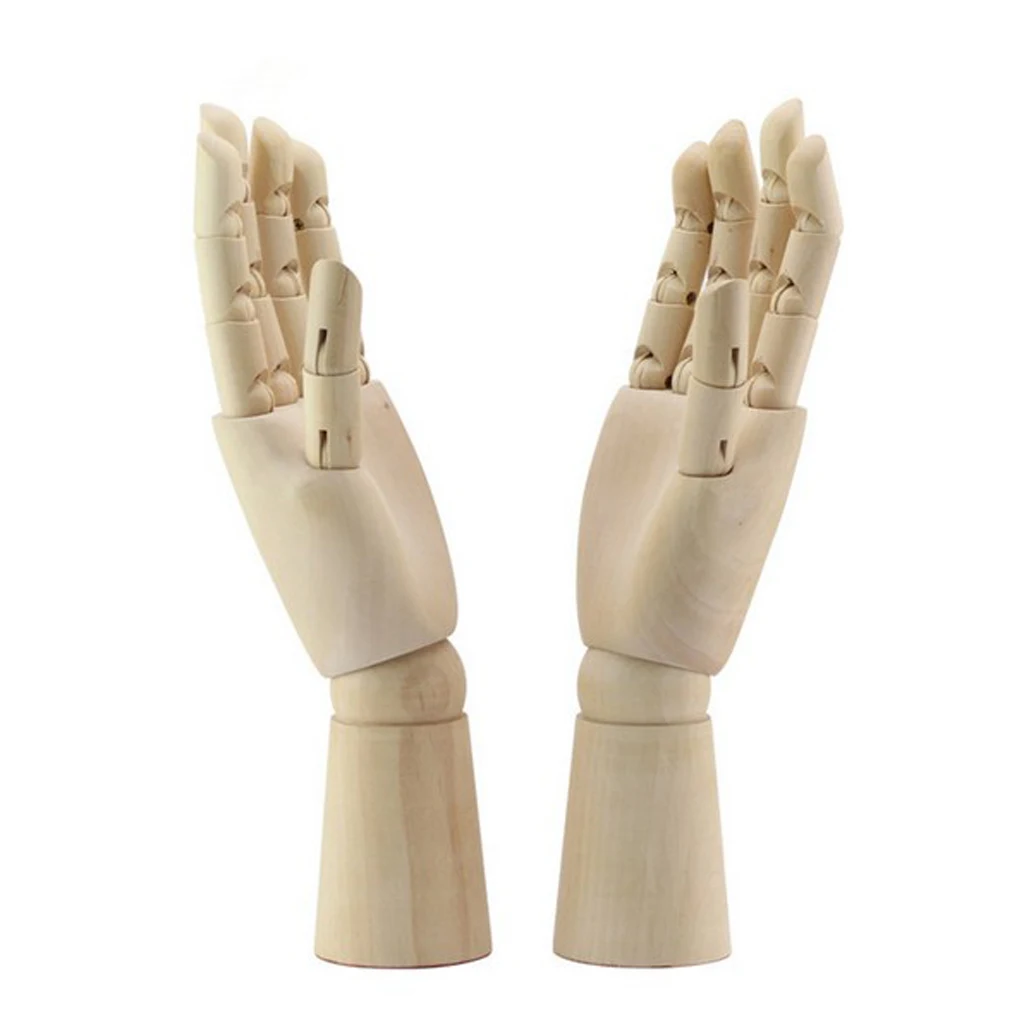 

7 inch Artist Manikin Articulated Right Hand Model Figure, For Sketching Watch Jewelry Display Lab Equipment Natrual Wood