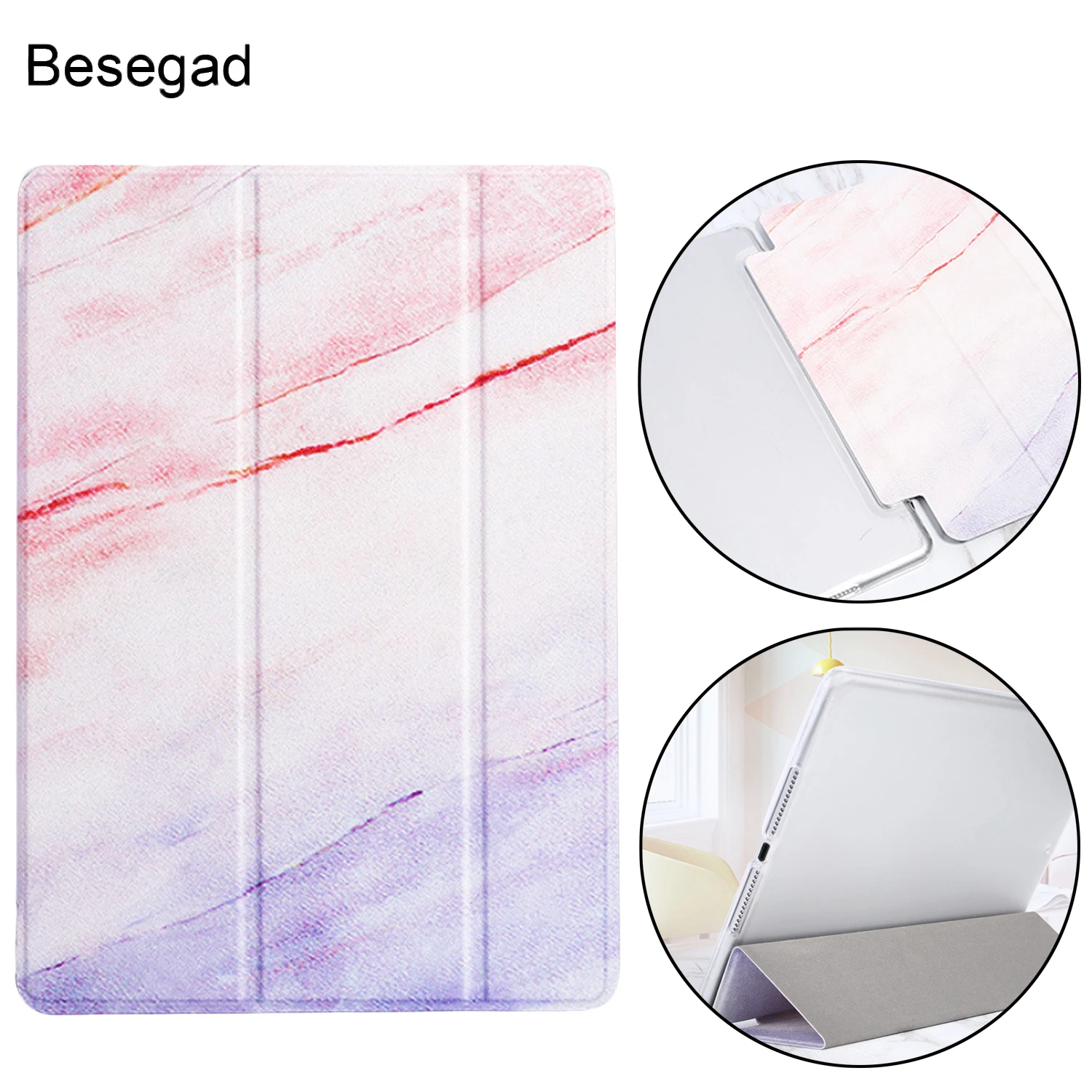 Защитный чехол Besegad из искусственной кожи с мраморной текстурой функцией