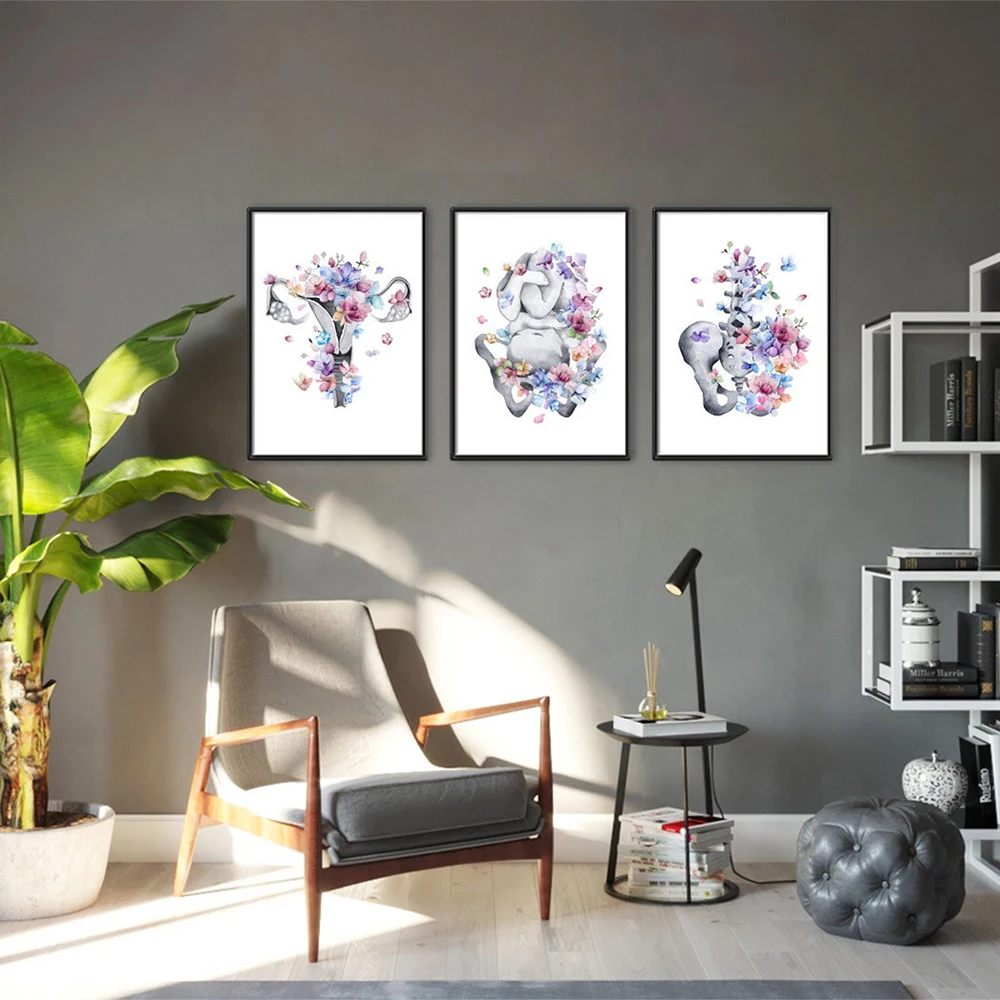 Медицинский плакат по анатомии беременности плод в матке Цветочная матка