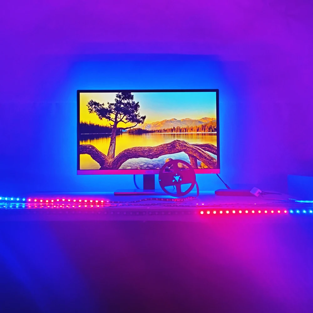 

Bluetooth Addressable Dream Color Strip Light WS2812B Diode Tape RGB Garland USB 5V LED Ribbon Changing Soundbar For TV Compute