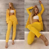 2021 yellow womens suits jacket pants two pieces prom dress party wear custom made lady cocktail gowns