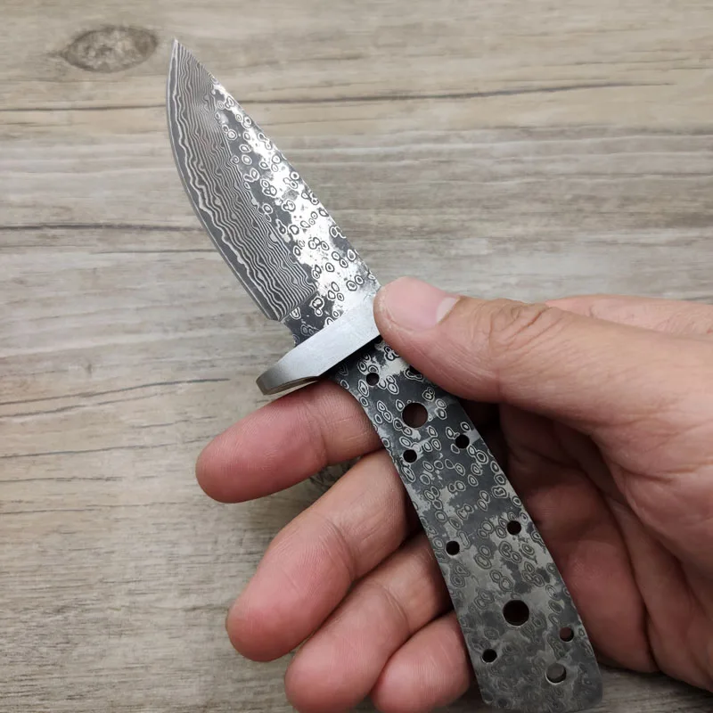 X-13DP 60HRC Дамасская сталь сэндвич-Зажим стальной интегральный Киль охотничий нож с латунной защитой DIY нож Лезвие материал