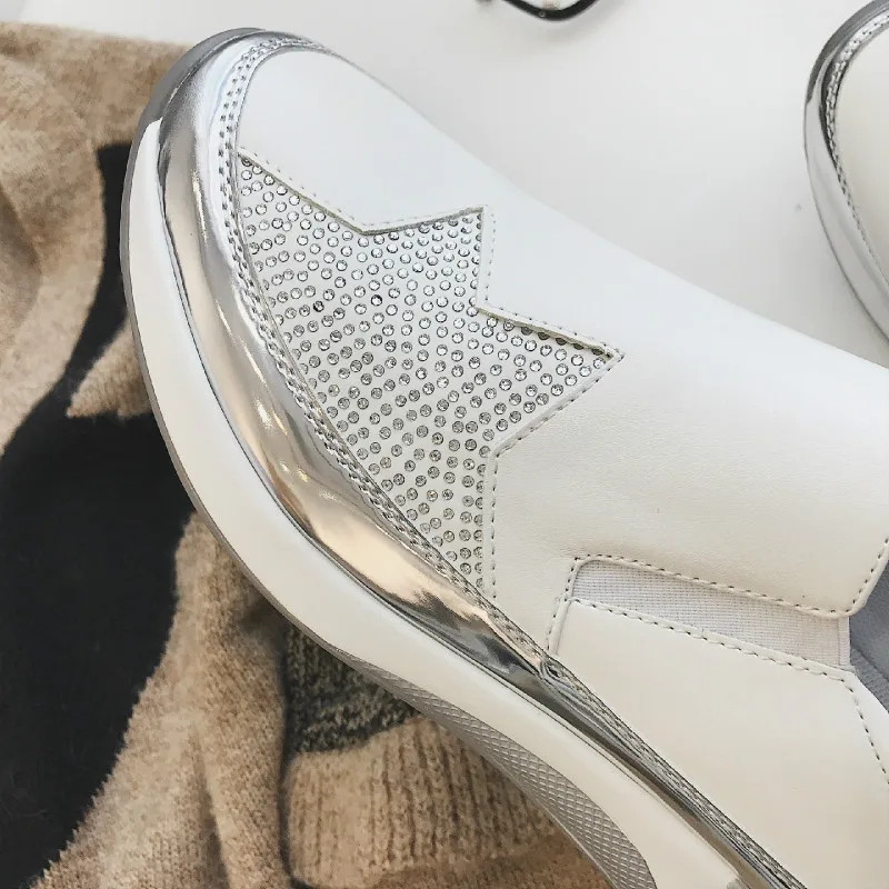 Женские кроссовки на низком каблуке Fujin дышащие сетчатые толстой подошве с