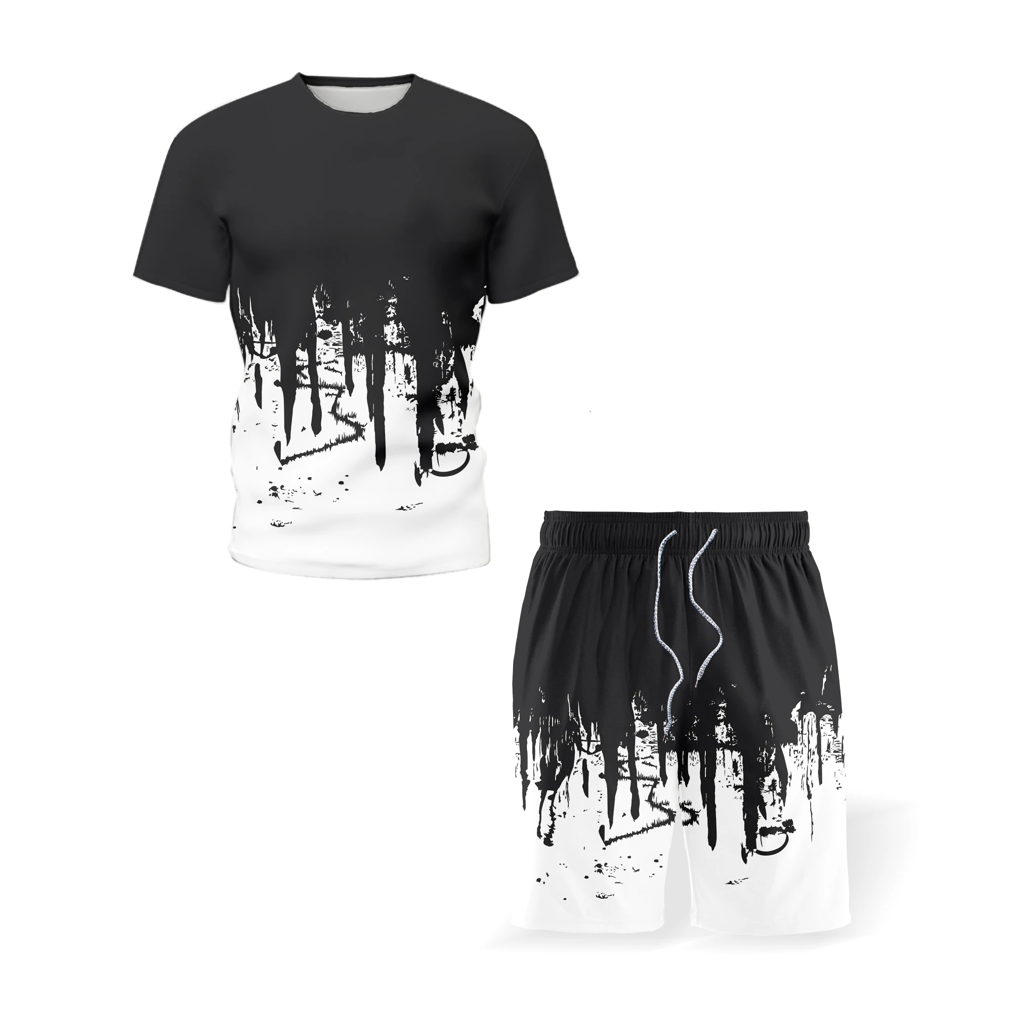 

New Summer Casual Beach Shorts+ Shirt Sets Brand Men T shirt Funny Harajuku Tops Tshirt Streetwear Hip Hop T-shirt mansweat suit