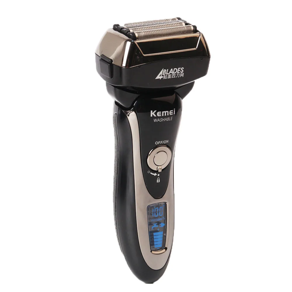 Quick Charge Kemei Shaver Electric Razor Reciprocating 4 Blade Head Shaving Men Washable Rechargeable Men's Razor Trimmer