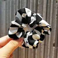 simple black and white plaid large intestine hair ring personality hair rope home travel all match hair accessories