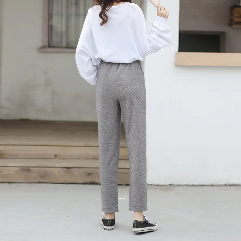 Wool Ankle Length Trousers Woolen Warm Autumn Winter Pants Women Thick Capris New Leisure Korea High Waist Harem Pencil