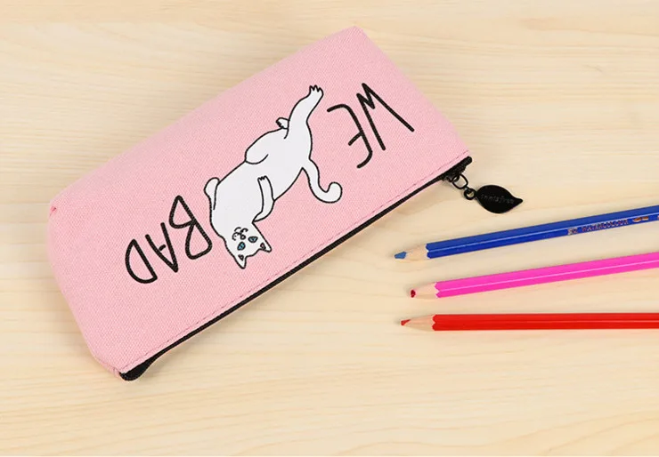 1 шт. Lytwtw's New Kawaii Cat Pen холщовый чехол для карандашей школьный стационарный получить черные инструменты косметичка косметический Чехол