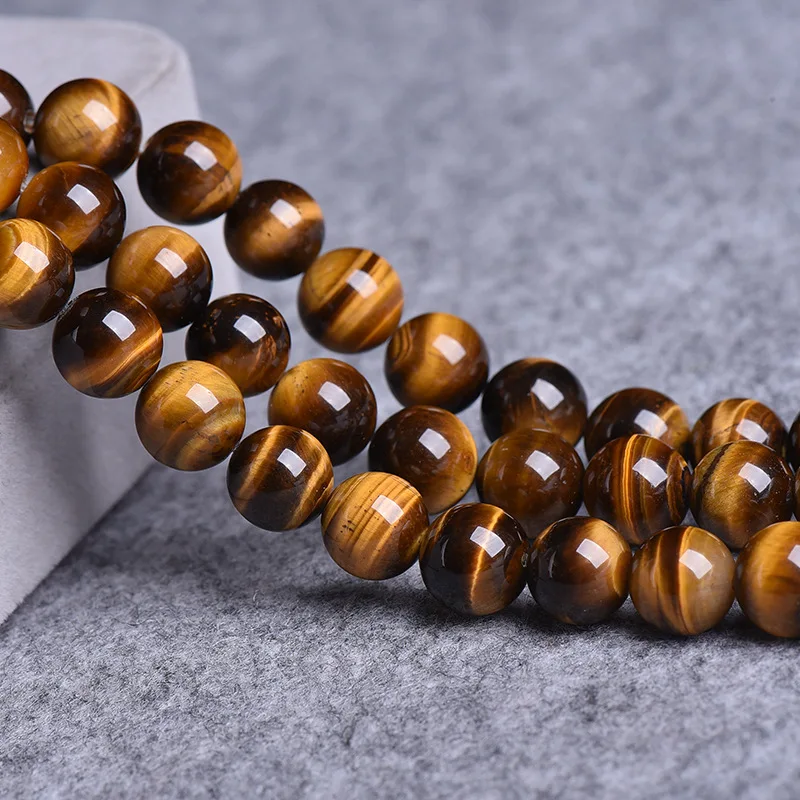 AAAA Бусины Из Натурального Камня Желтого тигрового глаза Прозрачная Круглая