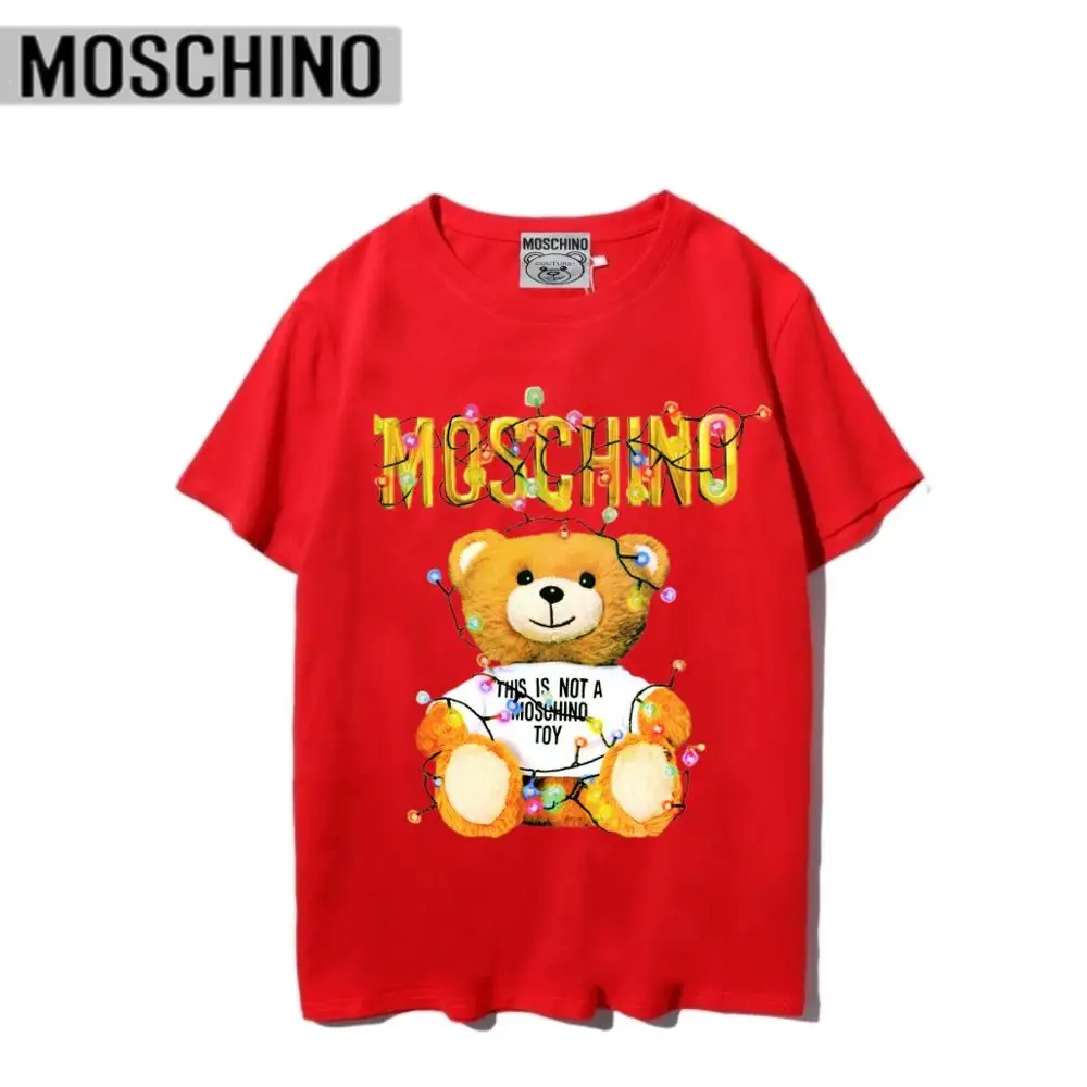 

Moschino Women Men T-shirts Cute Bulbe Bear Summer Couple's Casual Loose Short Sleeve Tops Gifts