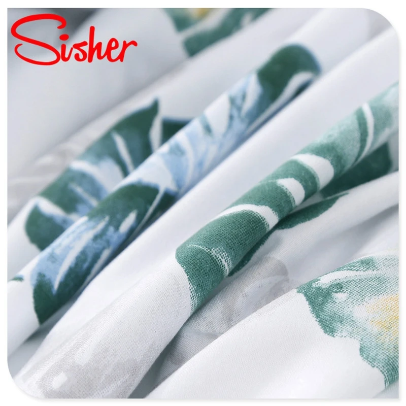 Sisher Simple Bedding Sets floral White Leaf Duvet Cover Set Single Double Queen Size King Bedclothes Quilt Plant No Bed Sheet