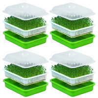 4x seed sprouter tray with lid bpa free bean sprout grower sprouting seeds tray dirt free way and big capacity