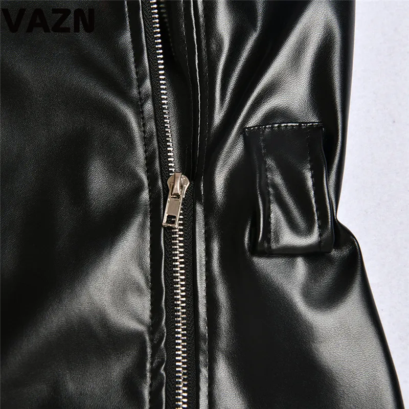 VAZN, FD8359, новое кожаное платье, сексуальное, Клубное, классическое, черное, с вырезом, на одно плечо, на шнуровке, высокая талия, женское, тонкое, мини платье