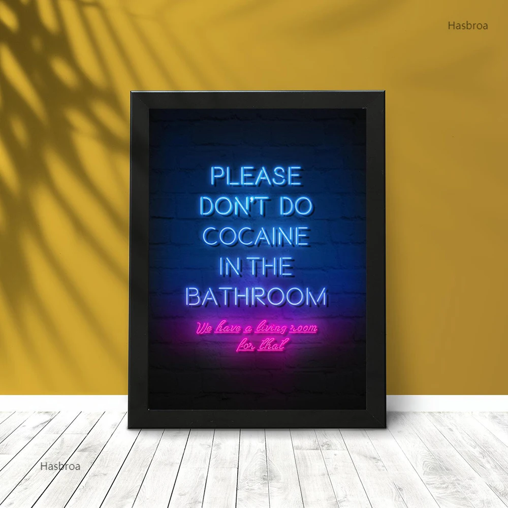 Wall Art Poster Neon Canvas Painting Please Don't Do In The Bathroom Minimalism Picture For Living Room Home Decoration |