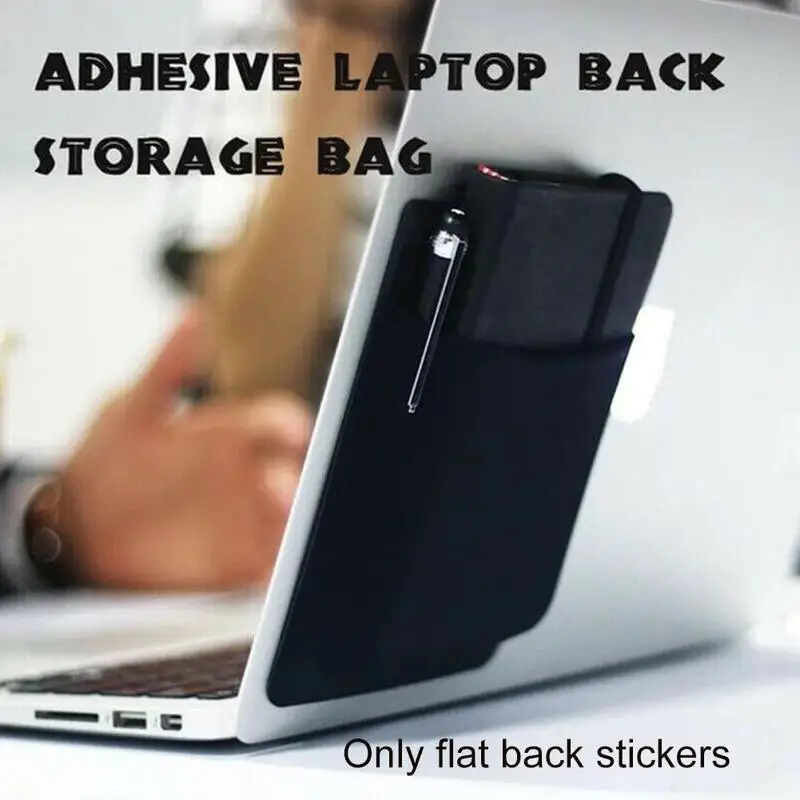 

1Pc Laptop Rear Storage Bag Self-adhesive Headset Mouse Digital Hard Drive Storage Bag Portable Multifunctional Storage Bag