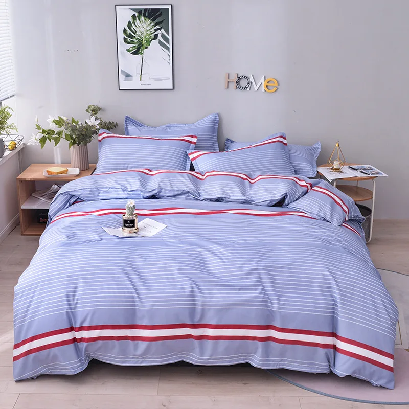 

Fashion Stripes Duvet Cover Set 4 Colors Optional 100% Polyester Bedclothes 3pcs Set Quilt Cover US UK Bedding Set Wholesale