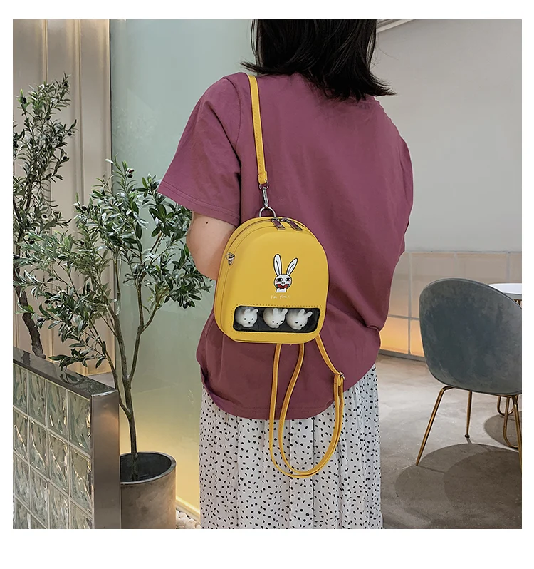 Милая желтая утка прозрачный Ita Bookbags женские рюкзаки с мультяшным принтом женские Мини кожаные школьные сумки для девочек Pu Back Packs горячая распродажа