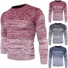 Свитер мужской вязаный, с градиентным цветным принтом, с круглым вырезом, Осень-зима свитер Харадзюку