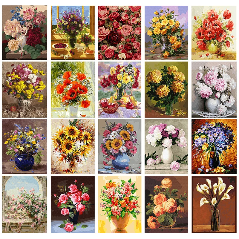 Краска сделать цвет цветок DIY по номерам без рамки для украшения дома комнаты