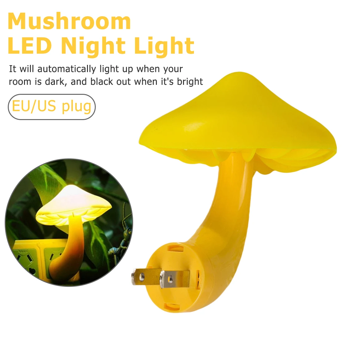 Штепсельная Вилка европейского стандарта теплый гриб светодиодный ночник декор