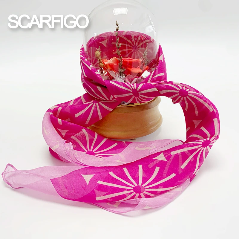 

SCARFIGO 80*80cm Sun Flower Decorative Square Mulberry Scarves Summer Beach Shawls