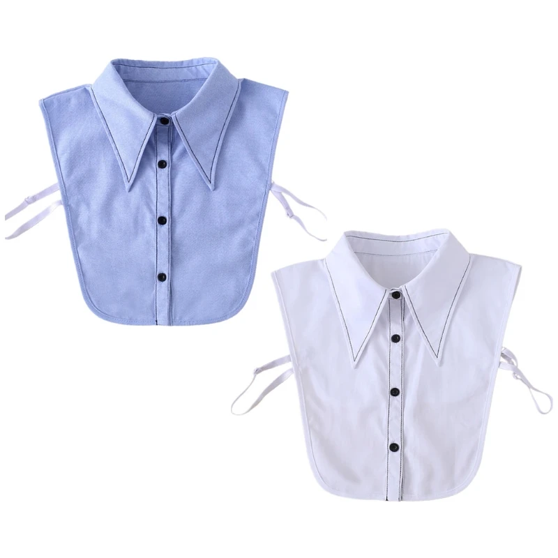 

Women Winter Sweater Decorative False Fake Collar Embroidery Black Trimming Detachable Lapel Half-Shirt Blouse Accessory