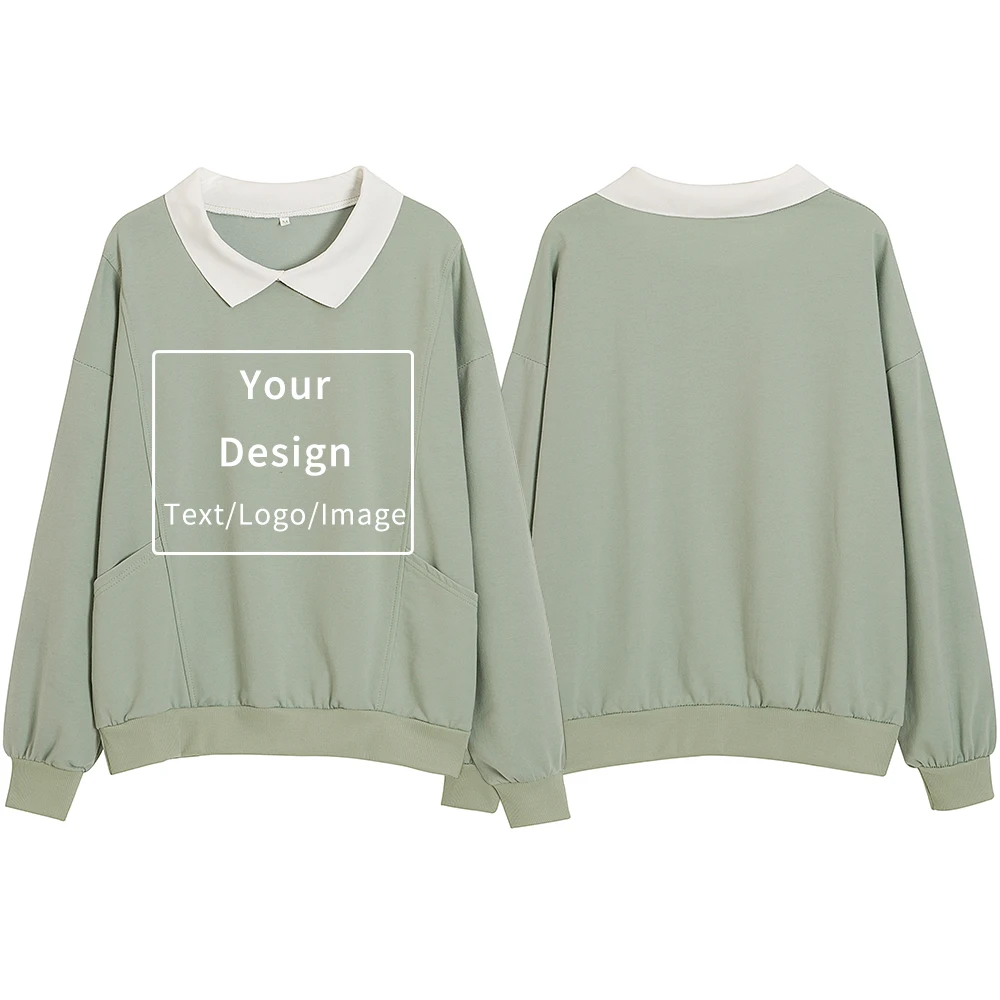 

Women Pullover Loose Custom Your Sweatshirt Harajuku Hoodies Cotton Winter Best Friend Sweatshirts Turn-down Collar Streetwear