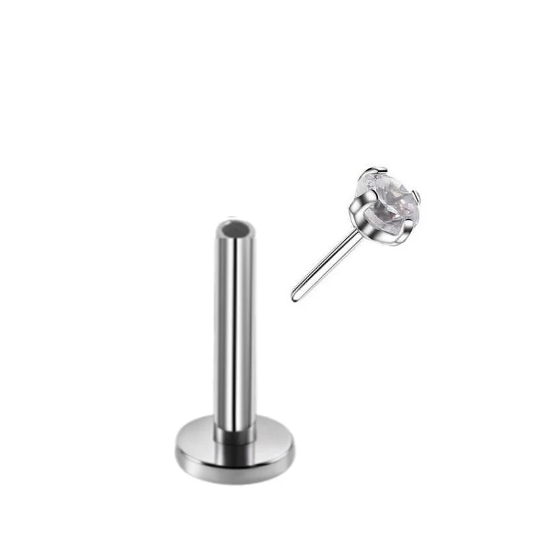 1Pc 20G-16G 1.5-4mm Gem Crystal Monroe Lip Stud Ring Tragus Helix Conch Cartilage Earring Piercing Steel Lip Labret Piercing Set images - 6