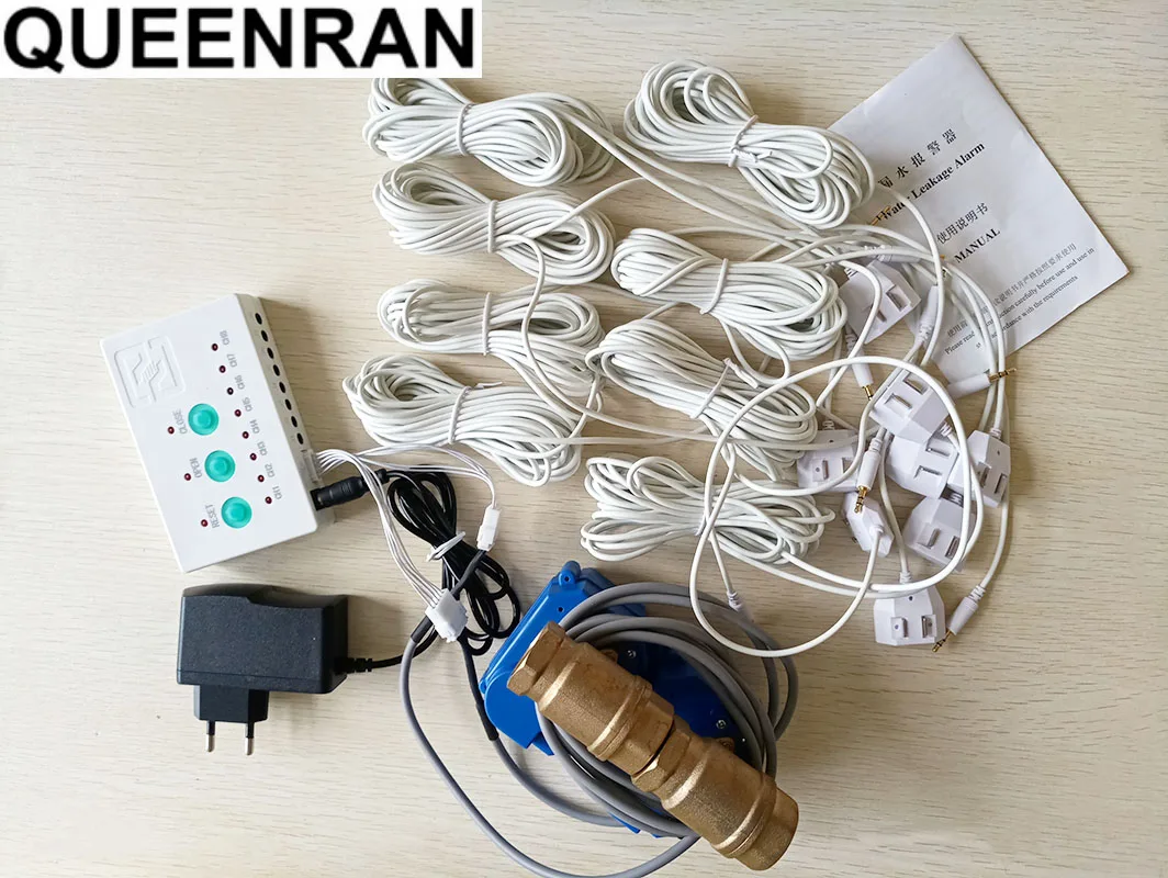 1pc Adapter And 8pcs Water Sensor Cables For Water Leaking Sensor Controller WLZ 808 For Household Overflow Protection enlarge