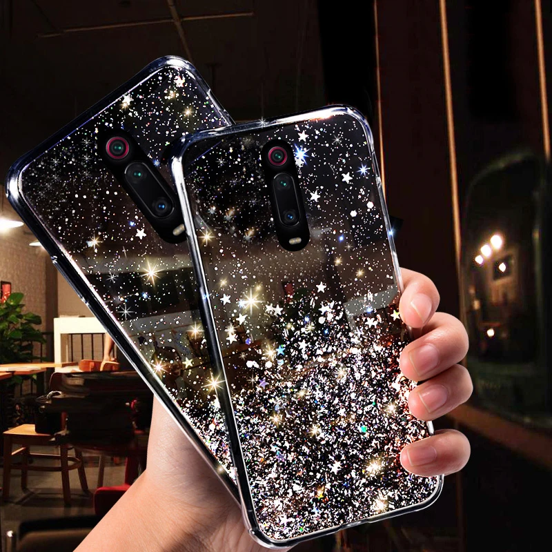 Блестящий чехол с блестками для Xiao mi Red Note 8 7 5 6 Pro 6A 7A 9 lite A2 A3 CC9E CC9 SE 9T K20 pro POCO F1