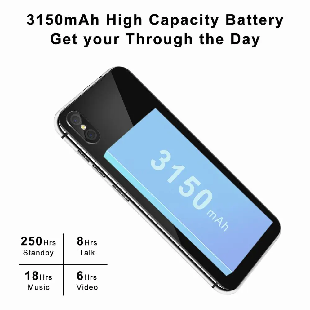 Смартфон XGODY Symbol Max 4G экран 6 26 дюйма 18:9 Android 8 1 3 Гб ОЗУ 32 ПЗУ 3150 мАч четыре ядра две