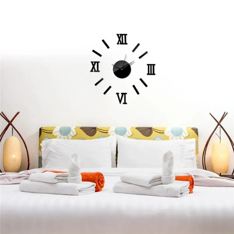 4 Colors Roman Letter scale Wall Clock Frame Mirror Surface Stickers Children Bedroom 3D DIY Decoration Detachable Art | Дом и сад