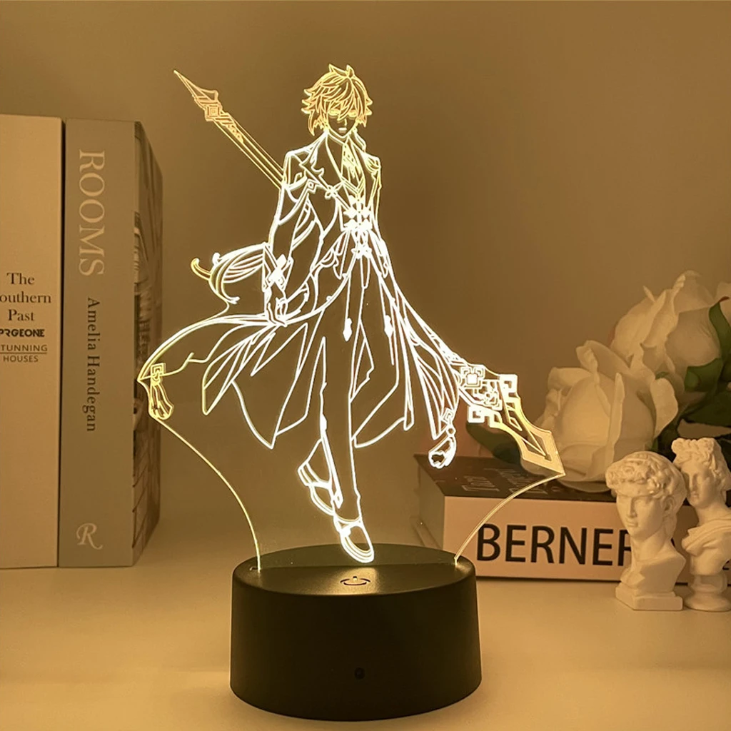 

Genshin Impact 3D LED Atmosphere Illusion Sunset Lamp Hot Anime Figure Game Night Light For Indoor Bedroom Decor Indie Kid Gift