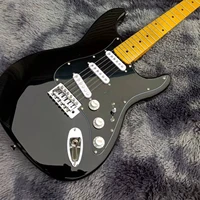2022top quality fpst 1013 black color solid body black pickguard maple fretboard 6 strings electric guitar free shipping