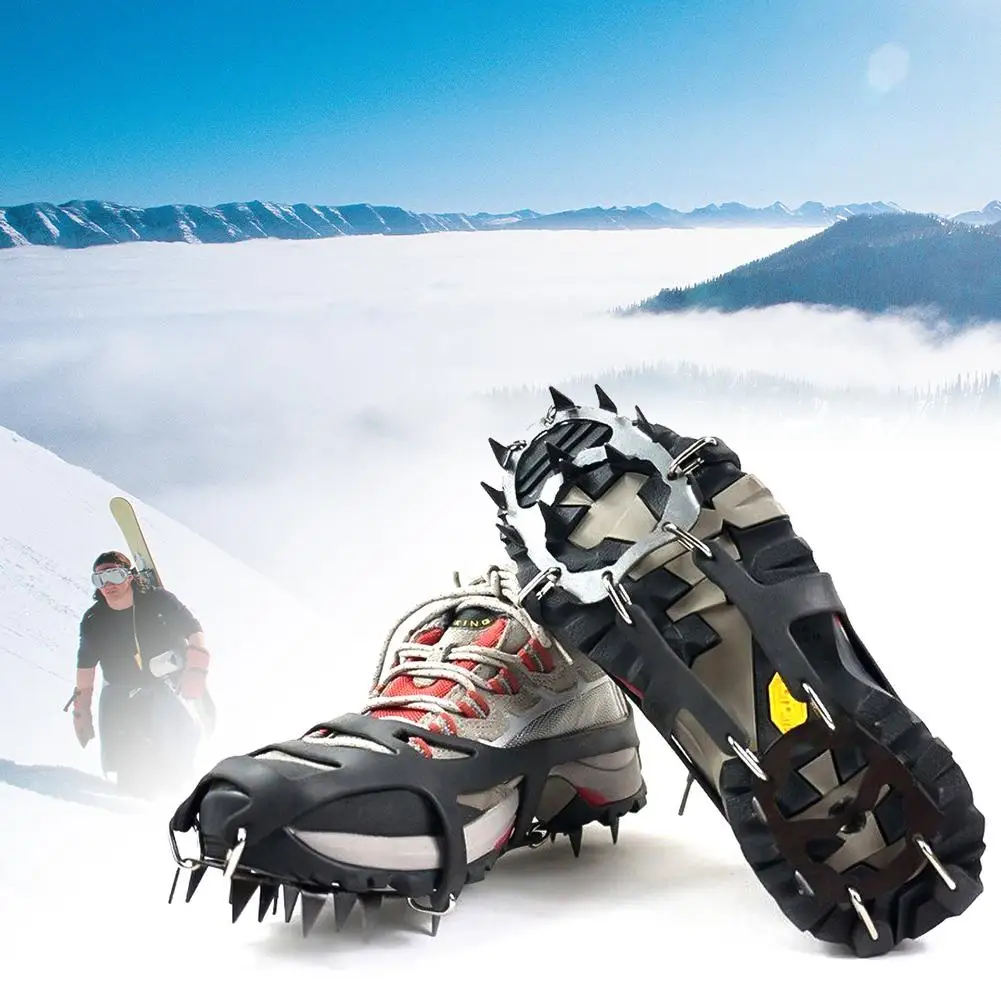 1 Pair 18 Teeth Anti-Slip Ice Snow Shoe Boot Traction Cleat Spikes Crampon Shoes Boots Covers steigeisen шипы для сапог 아이젠