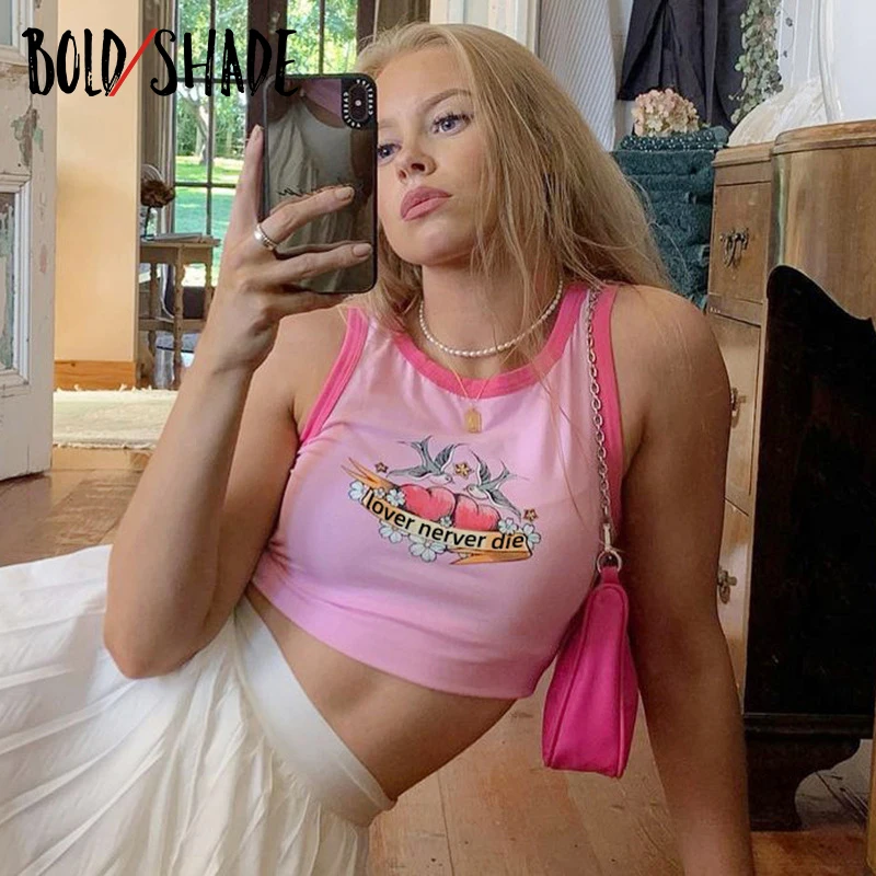 

Bold Shade Egirl Indie Aesthetic Tanks Graphic Letter Print Slim Women Crop Tops Streetwear y2k Harajuku Fashion Cute Tank 2021