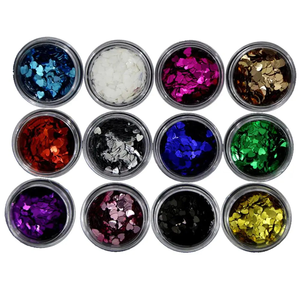 12 шт инструментов для ногтей Фольга наклейки лак различной формы с блестками