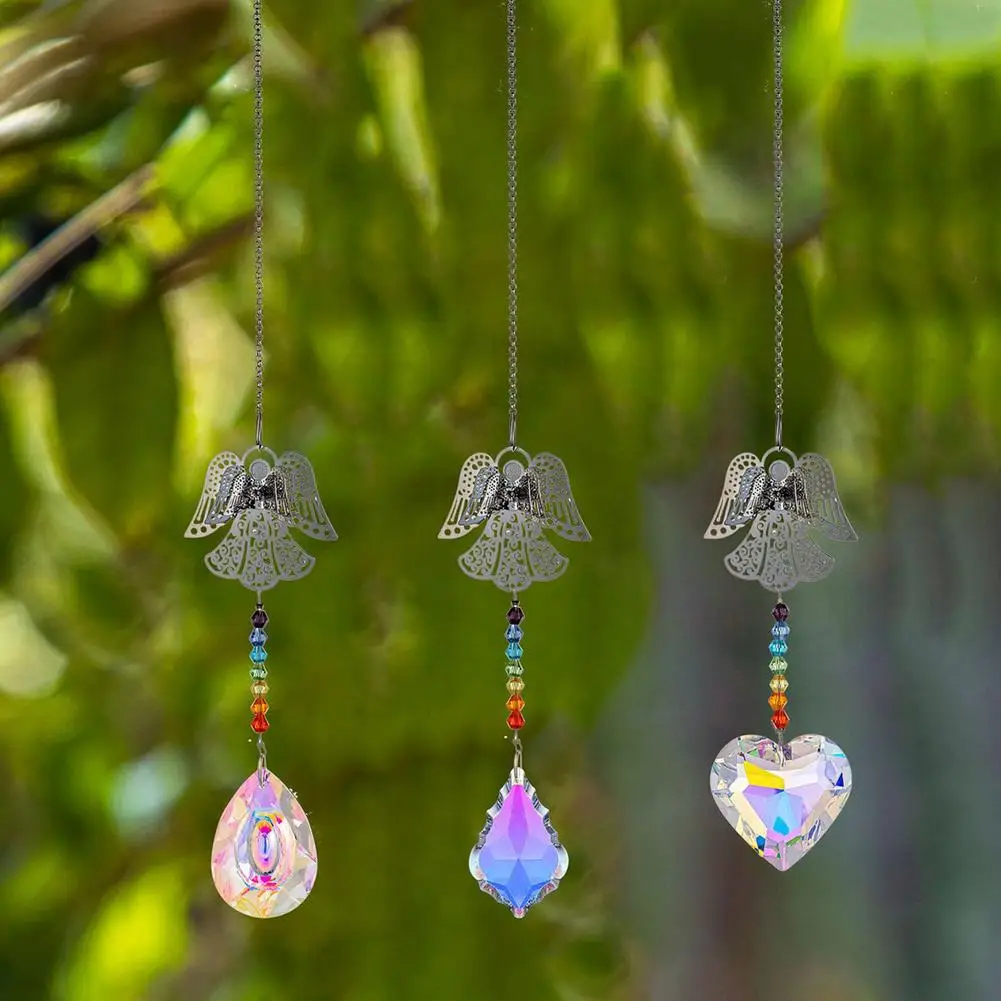 

Hanging Crystal Ball Prism Guardian Angel Stained Glass Suncatcher Rainbow Maker Window Curtains Ornament Xmas Gift Home Decor