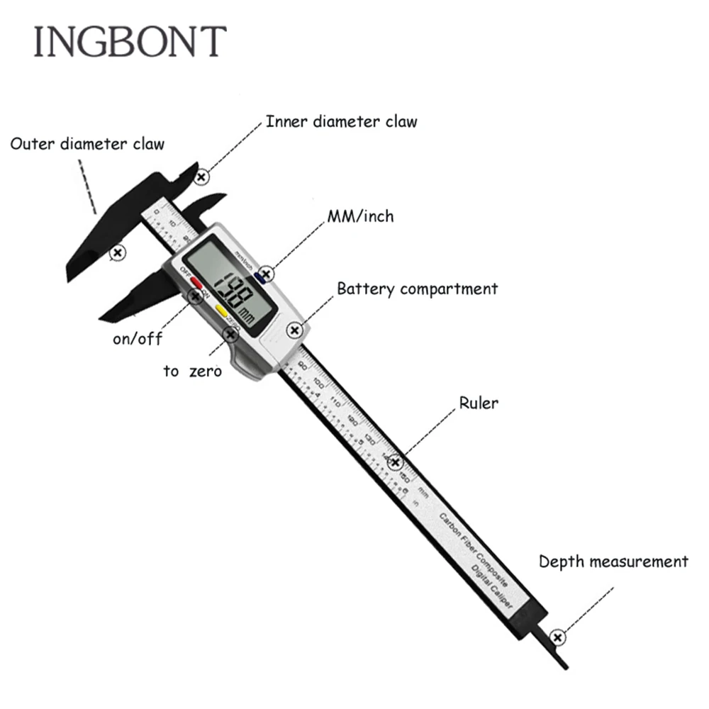 100 мм 150 электронный цифровой штангенциркуль 6 дюймов из углеродного волокна