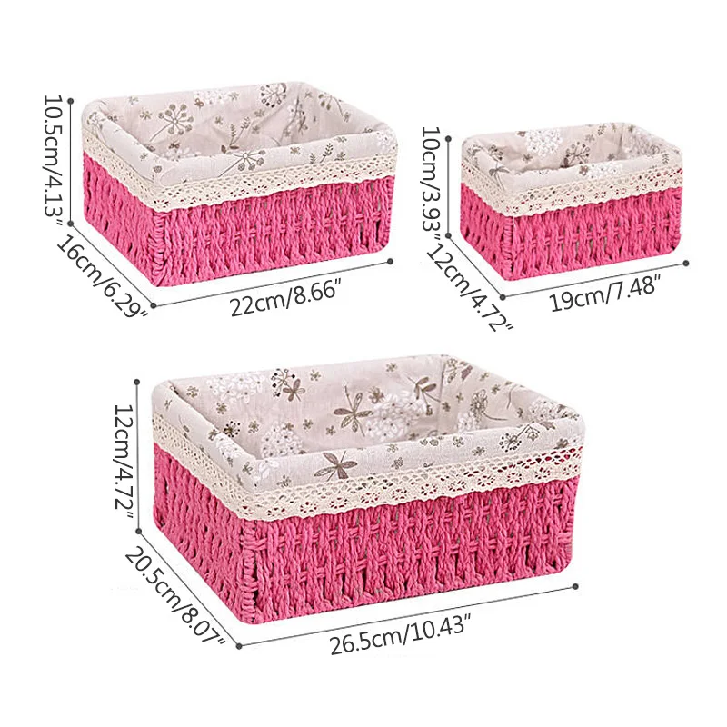 

Hand made Storage Basket Rattan Woven Fabric Tabletop Coffee Table Sundries Toy Key Basket Cosmetics Storage Box Snack Basket