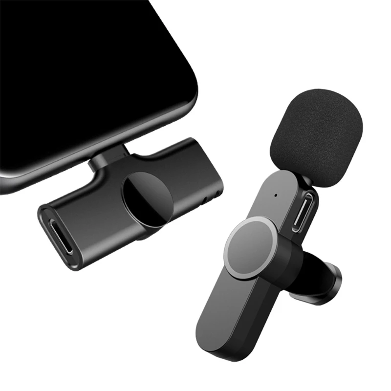 

Rechargeable Live Broadcast Mic Type C Wireless Microphone System USB C Video Recording Mic for Type C Cellphone Mobile