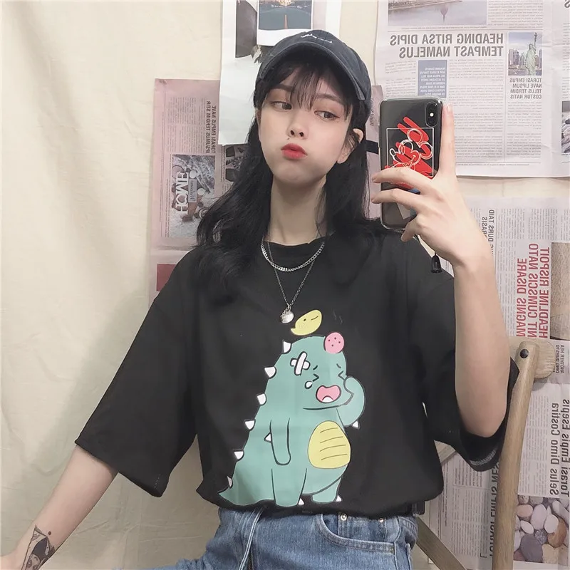 Летние Harajuku белая женская футболка с короткими рукавами Круглый воротник куртка