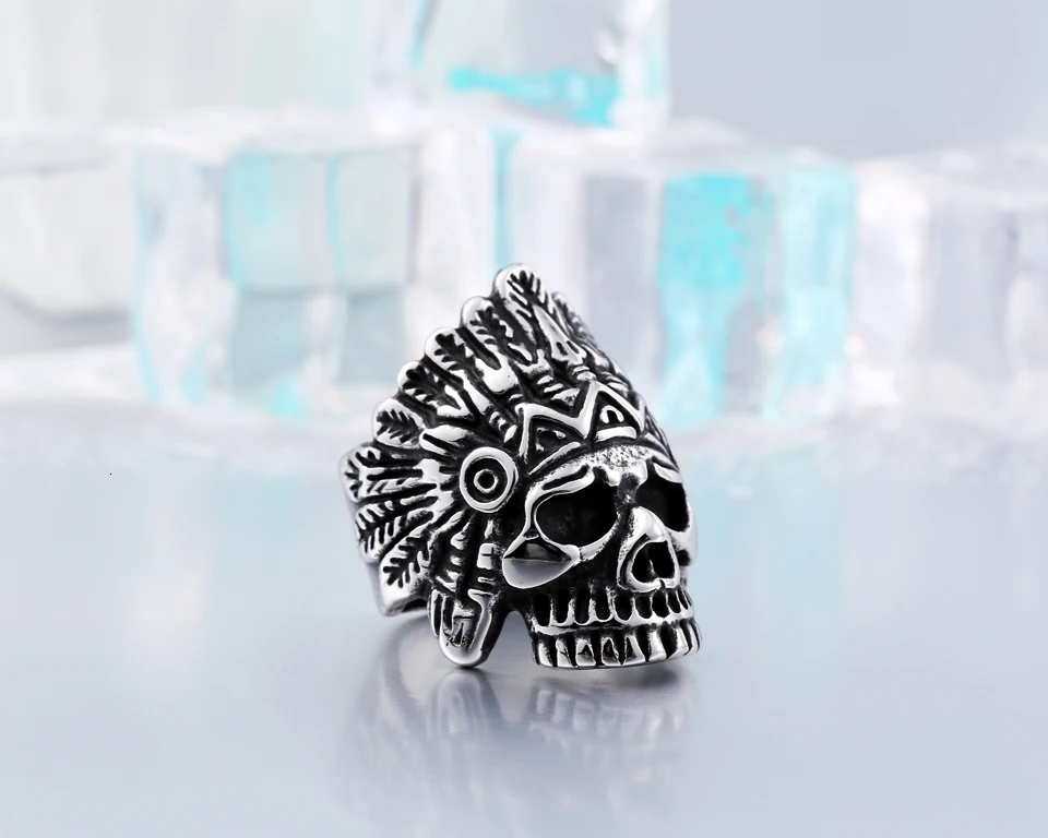New Indiana Ring Stainless Steel Punk Exaggerated Jewelry USA Fashion Men's Ring BR2041