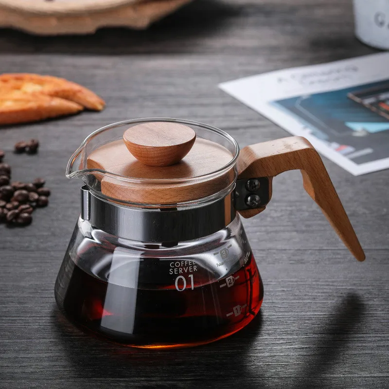 

Simple Japanese Style V-shaped Sharing Pot, Pour Over Coffee Heat-resistant Glass Hand-filled Coffee Pot, Capacity 600ml/300ml