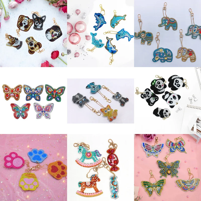 

Брелок для алмазной вышивки, набор для украшения автомобиля с мультяшными животными, вышивка крестиком, подарок