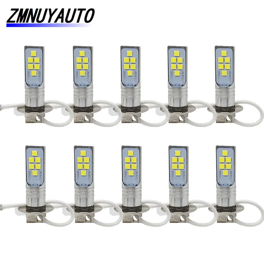 

10PCS H3 Led Lamp Car Fog lights 12 3535SMD Daytime Running Light h3 Auto Bulbs 6000K White 12V Automotivo
